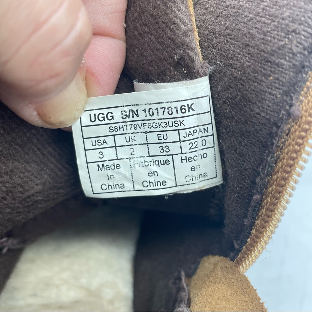 UGG Koren Brown Leather Suede Boots Youth Girls 1017816K Size 3 Chestnut Hiking - Picture 11 of 13